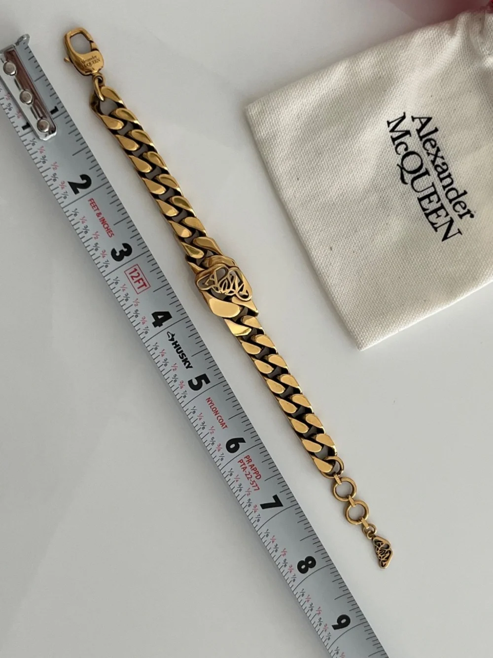 Alexander McQueen Gold Colored Men's Bracelet Logo Lettering A&M Adjustable Leng